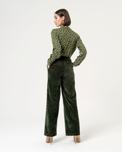 Carica l&#39;immagine nel visualizzatore di Gallery, Pantalone wide leg in velluto tinta unita Verde
