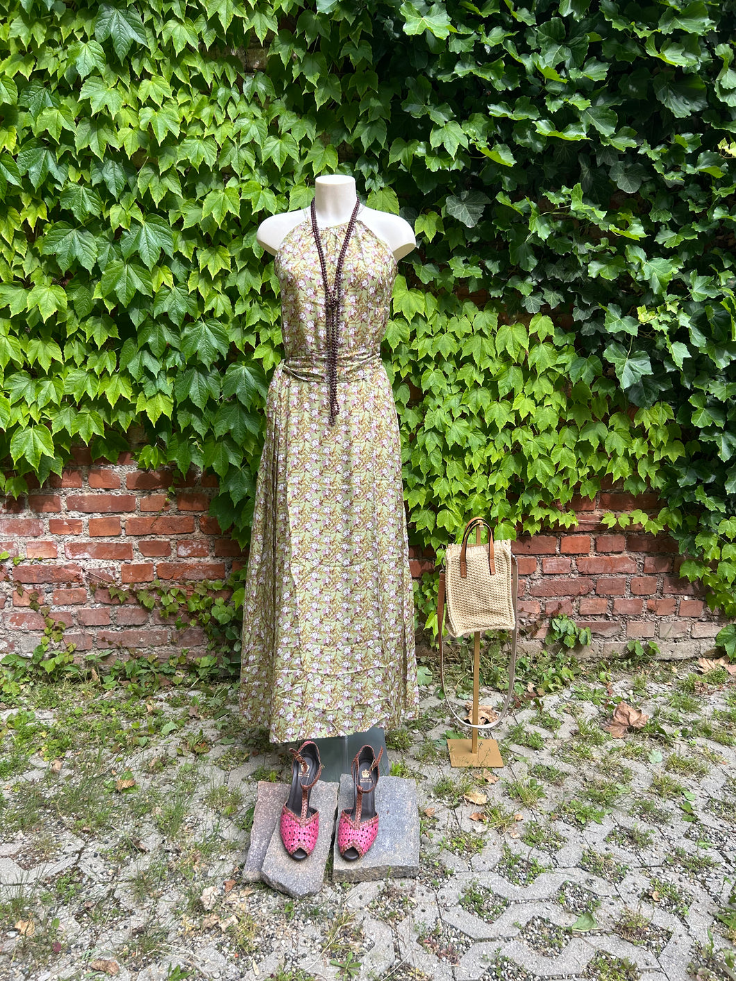 ATELIER PIECES UNIQUES ABITO LUNGO  con SPALLINE  SETA STAMPA