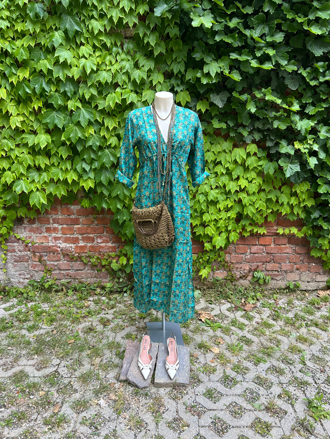 ATELIER PIECES UNIQUES ABITO LUNGO  con MANICA SETA STAMPA