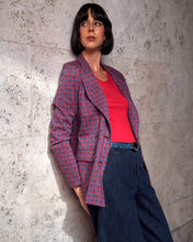 Carica l&#39;immagine nel visualizzatore di Gallery, Blazer 4 Bottoni Stampa Geo Red Plum Blu
