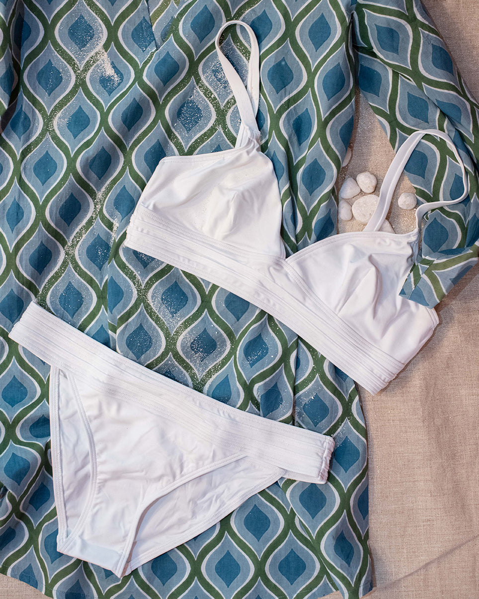 Bikini Triangolo Alto Nervature Bianco