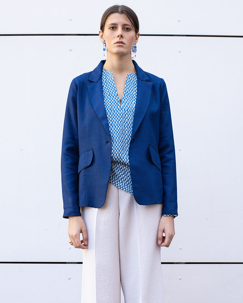 Blazer 1 Bottone Stuoia Blu