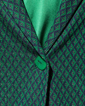 Carica l&#39;immagine nel visualizzatore di Gallery, Blazer Lunga Jacquard Verde/Blu
