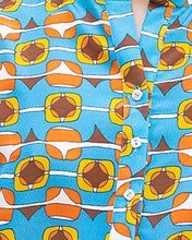 Carica l&#39;immagine nel visualizzatore di Gallery, Blusa Collo Coreana Geo Turchese/Arancio
