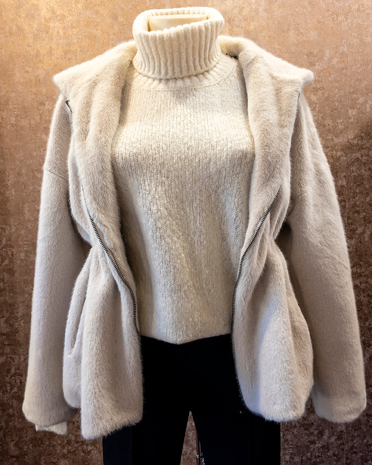 Bomber Cappuccio Eco Light Beige