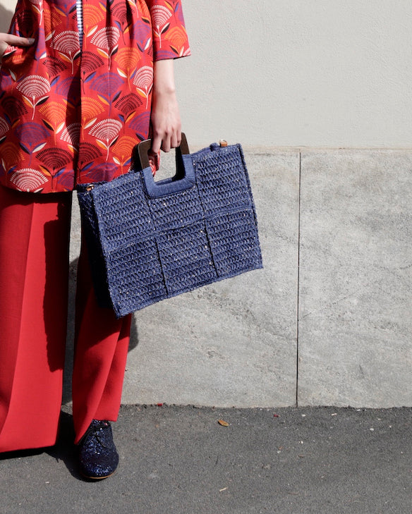 Borsa Crochet Handmade Blu