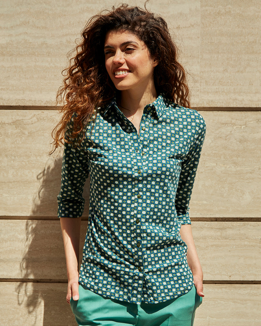 Camicia Jersey Geo Verde Blu