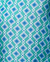 Carica l&#39;immagine nel visualizzatore di Gallery, Camicia 100% Seta Stampa Rombo Verde/Blu
