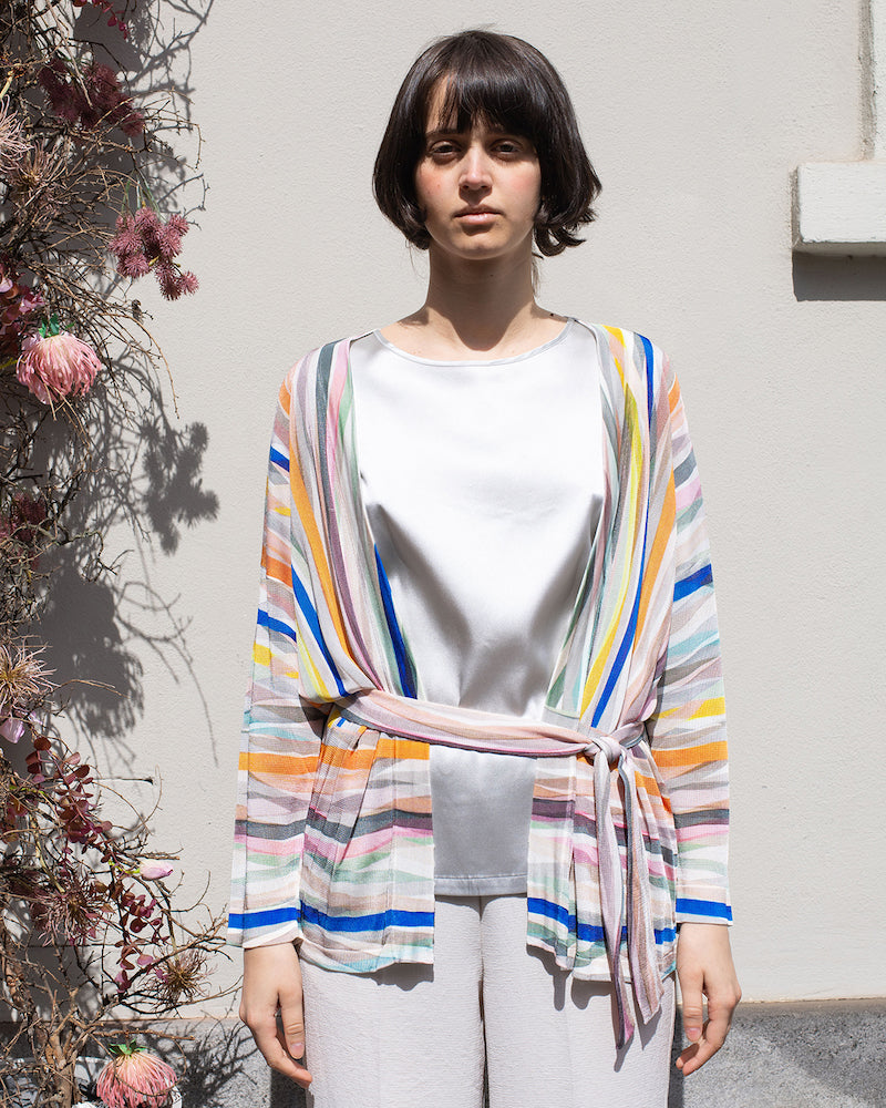 Cardigan Stampa Pennellate Multicolor