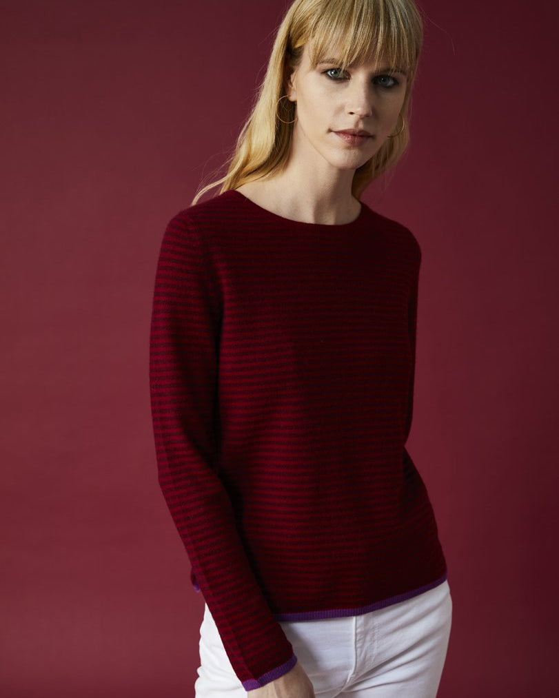 Maglia Girocollo Riga Cashmere Bordeaux/Aubergine