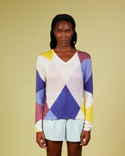 Carica l&#39;immagine nel visualizzatore di Gallery, Maglia Scollo V Stampa Arcobaleno Multicolor
