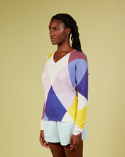 Carica l&#39;immagine nel visualizzatore di Gallery, Maglia Scollo V Stampa Arcobaleno Multicolor

