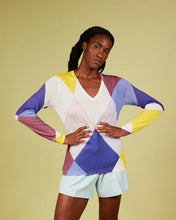 Carica l&#39;immagine nel visualizzatore di Gallery, Maglia Scollo V Stampa Arcobaleno Multicolor
