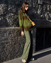 Carica l&#39;immagine nel visualizzatore di Gallery, Pantalone Palazzo Jersey Jacquard Verde/Caffè
