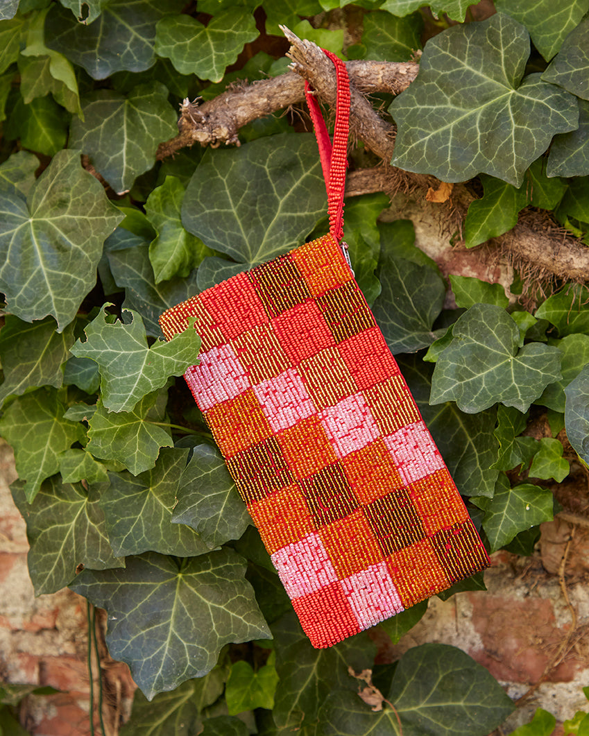 Pochette Perline Ricamate Rosso